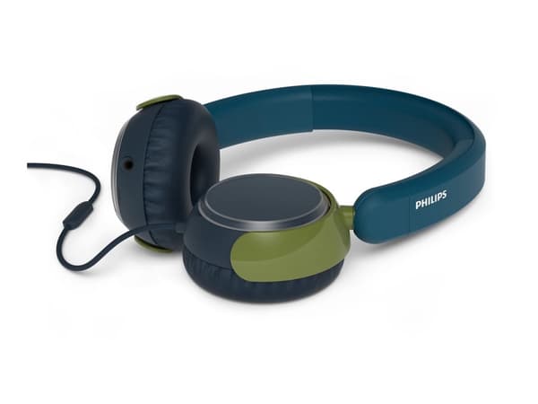 Philips TAK2000CT - Hörlurar med mikrofon - montering över örat - kabelansluten - kristallblå-grön