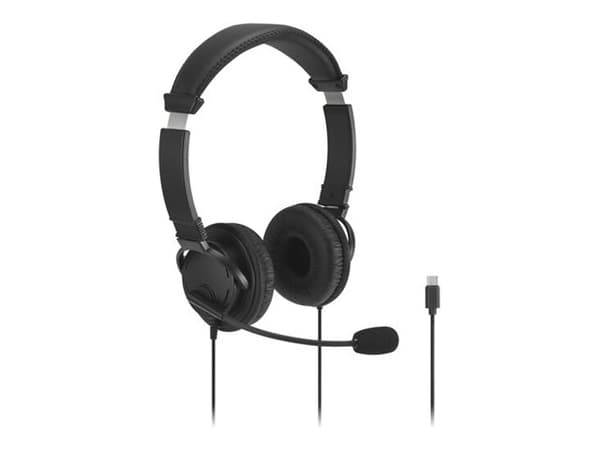 Kensington - Headset - på örat - kabelansluten - USB-C - svart