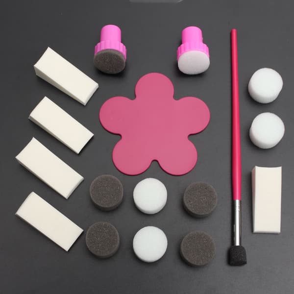 Mode Kvinder Manicure Gradient Farve Neglelak malet svampeforseglingsværktøj