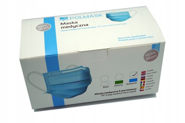POLSKA MASKER 50x MEDICINSKA MASKER CERTIFIERAD TYP IIR