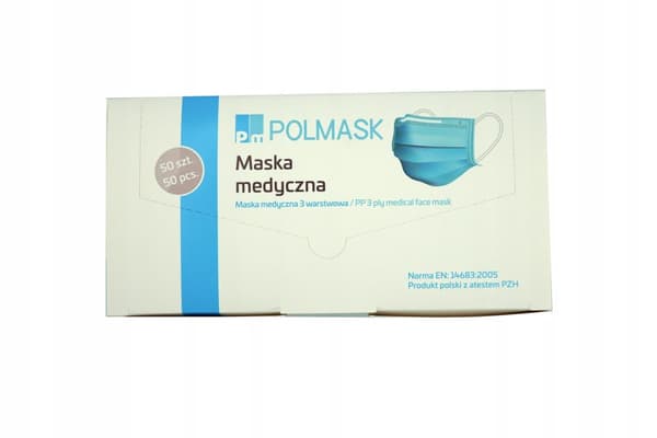 POLSKA MASKER 50x MEDICINSKA MASKER CERTIFIERAD TYP IIR