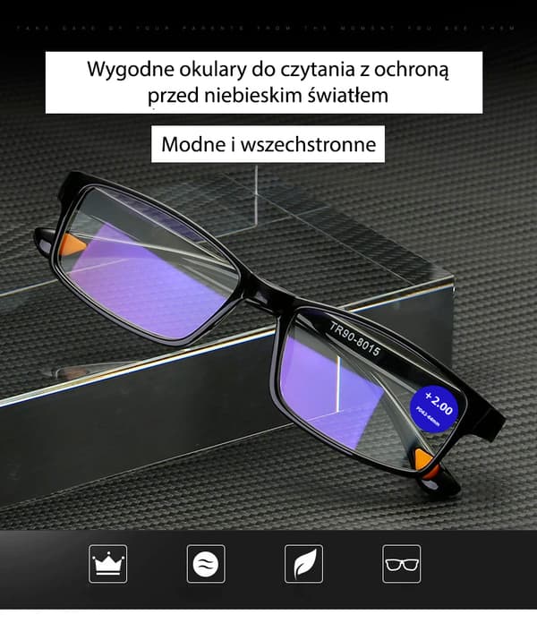 Lukulasit Optiikka +2.5 D asfääriset suodattimella, tietokoneelle, kevyet ja mukavat