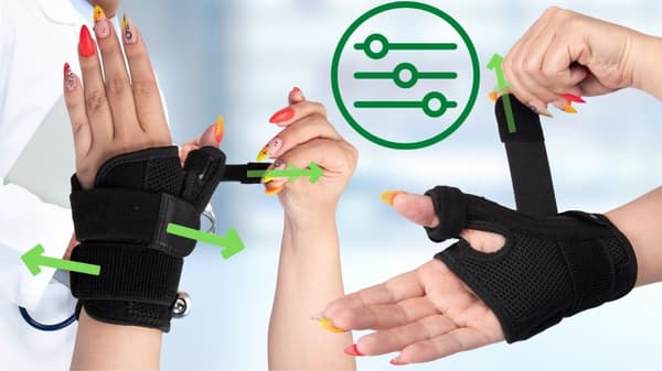 Handleds- och tummestabilisator med skena