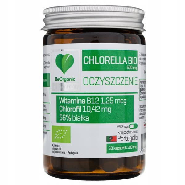 BE ORGANIC Chlorella Bio 500 mg økologiske grønne mikroalger 50 kapsler