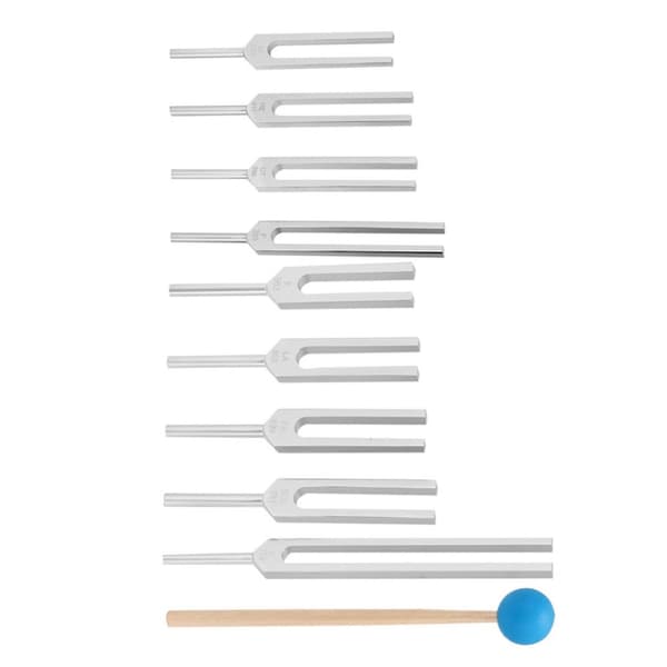 Tuning Fork Sæt, 10 Toner, Præcisionslydhealing