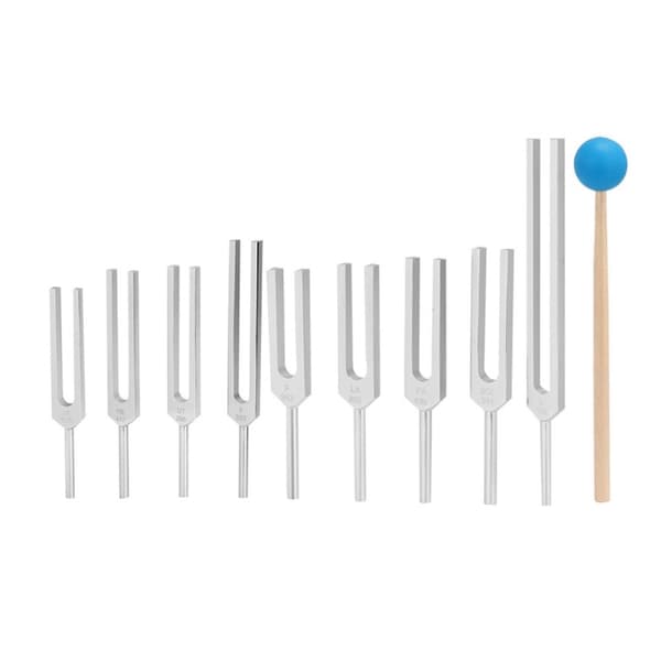 Tuning Fork Sæt, 10 Toner, Præcisionslydhealing