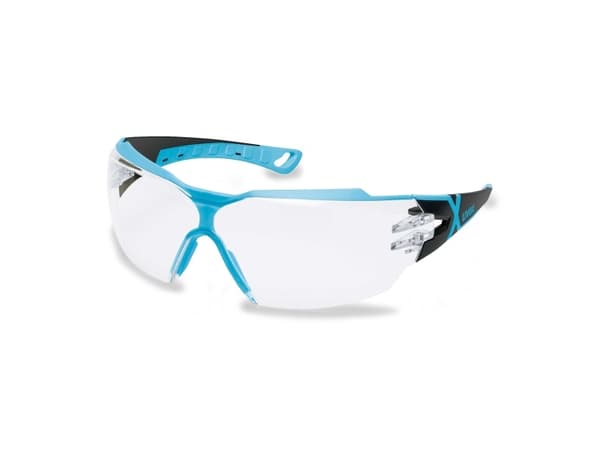 uvex pheos cx2 - Vernebriller - avskygning: 2C-1.2 W 1 FTKN CE - klart glass - svart ramme, lyseblå ramme - PPE Category II