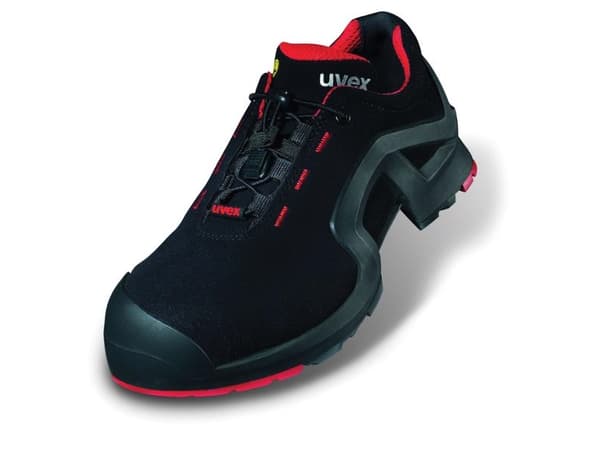 Uvex 85162, Unisex, Voksen, Vernesko, Sort, Rød, ESD, S3, SRC, Hurtigsnører