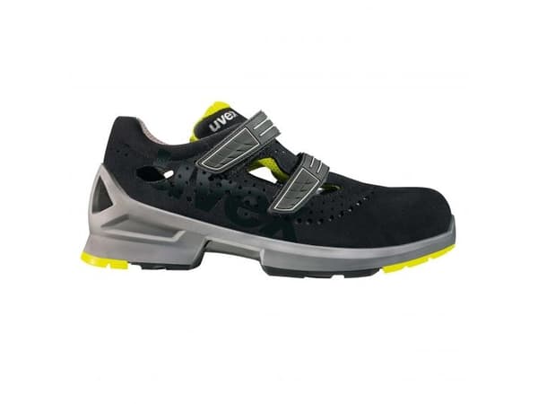 Uvex 85428, Unisex, Voksen, Safety sandals, Svart, Lime, ESD,S1,SRC, Hekte og malje