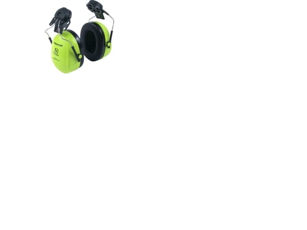 3M kuulonsuojain Optime III HI-VIZ kiinnitettäväksi kypärään, jossa on aukkoHigh=34. Medium=28. Low=19