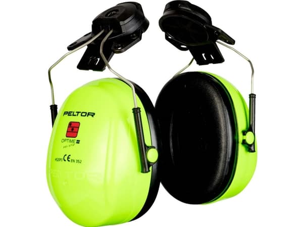 3M kuulonsuojain Optime III HI-VIZ kiinnitettäväksi kypärään, jossa on aukkoHigh=34. Medium=28. Low=19