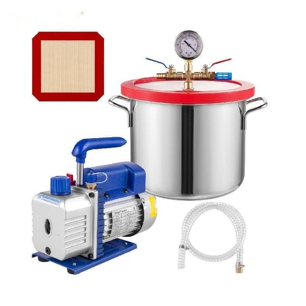 1/4HP Vakuumipumppu 1,5 Gallonan Kammioon - Sisäänrakennettu jäähdytyspuhallin, Kestävä Tiiviste & Glycerin Mittari - Kuparimoottori & Alumiinirunko P