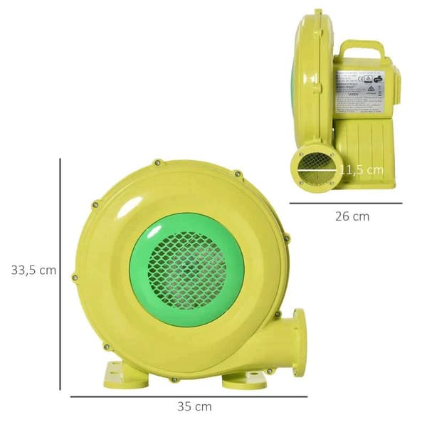 Rootz-puhallinpumppu - sähköinen ilmapumppu - ilmapumppu - 450 W ilmapumppu - keltainen/vihreä - 35 x 26 x 33,5 cm