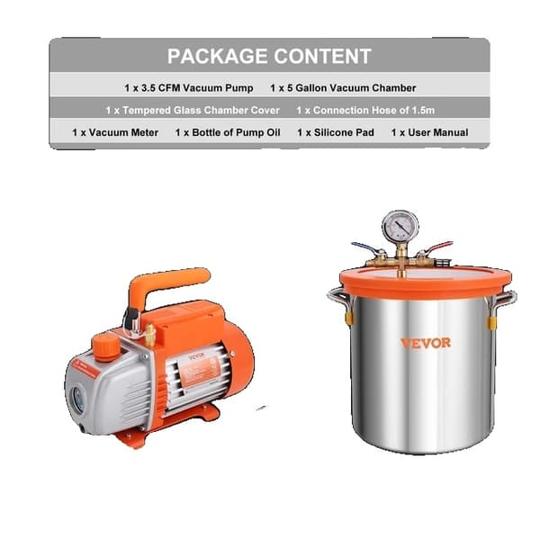 Vakuum pumpe, enkelttrin, 5 gallon kammer, 35 CFM