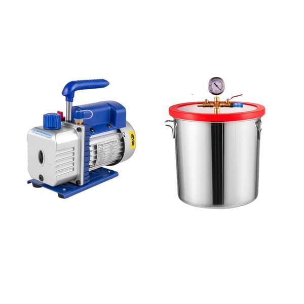 Vakuumpumpe og kammerkit, 3 CFM pumpningshastighed, maksimal driftstemperatur 160ºF,20 L (5 gallon) 20 L ( 5 Gallon )