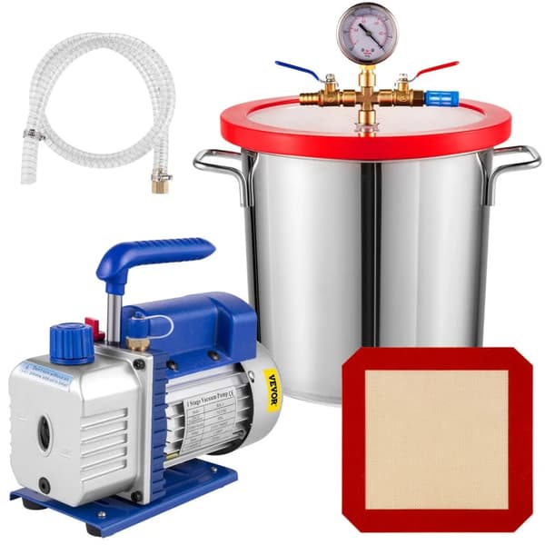 VEVOR Vakuumpump, 1.8CFM - 4CFM Prestanda, 2 Gallon till 5 Gallon Kammare Storlek,4CFM 3Gallong