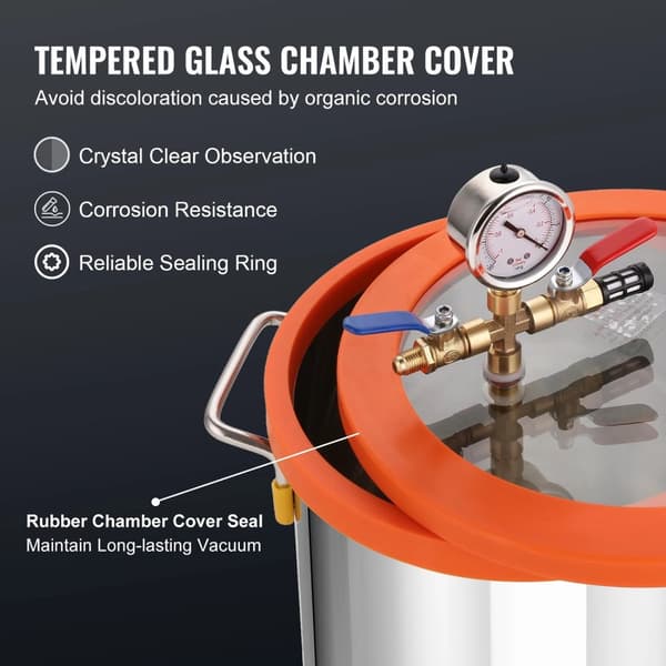 3 gallon vakuumkammare och 3,5 CFM vakuumpumpsats för avgasning/förpackning/testning, användarvänlig design