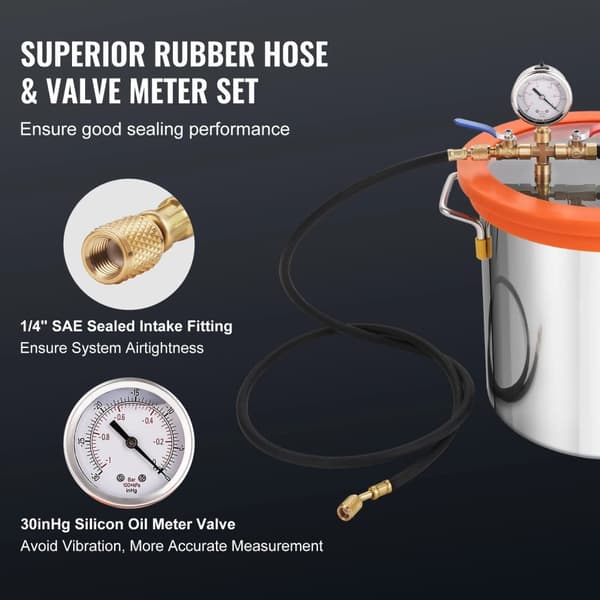 3 gallon vakuumkammare och 3,5 CFM vakuumpumpsats för avgasning/förpackning/testning, användarvänlig design
