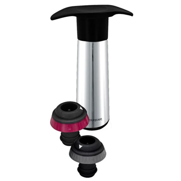 Vintillbehör - Vin Bouquet - Vakuumpump 2 korkar - Metall - Silver/Svart - Ergonomisk design