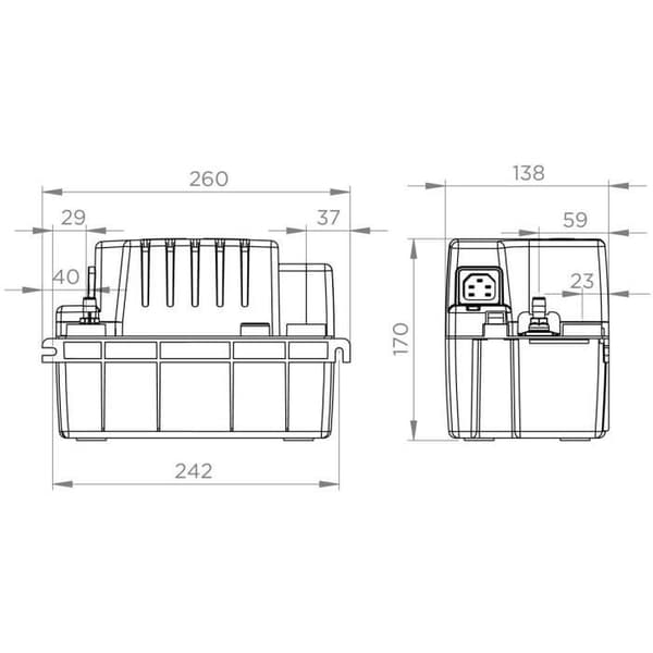Kondenspumpe - SFA - Sanicondens Eco V02 - Kedel / Aircondition - 45 dBA - 2 indløb