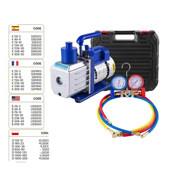 Vakuumpumpe, 4,8 CFM flowrate, 1/3 HK effekt, komplet kølemiddelværktøjssæt,4.8CFM