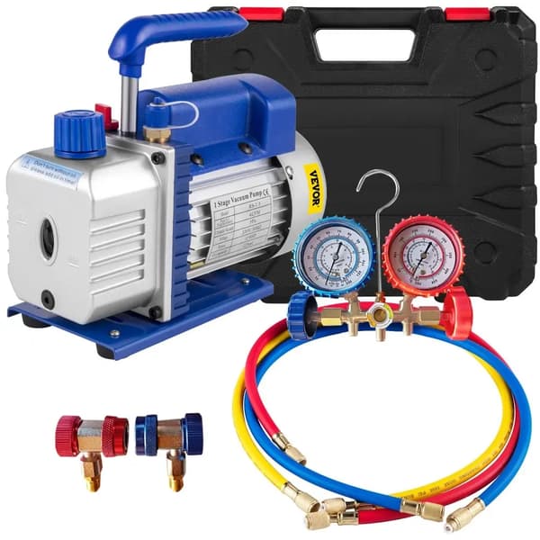 VEVOR Vakuumpump, Effekt, Luftflöde,4CFM 1-4HP Mätare, EU