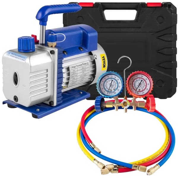 VEVOR Vakuumpump, Effekt, Luftflöde,4CFM 1-4HP Mätare, EU