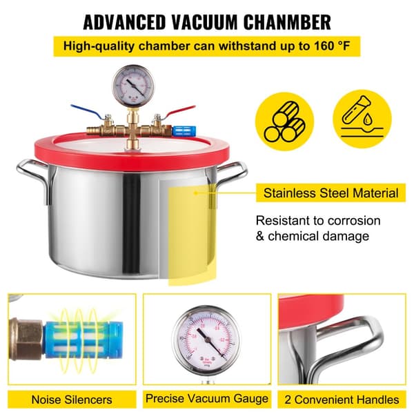 Vakuumkammerkit, 1,5 gallon, 3 CFM pumpe