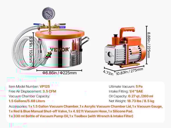 Imukammiosarja, 1,5 gallonan kapasiteetti, 3,5 CFM pumppu,3.5 CFM 1.5 Gallon