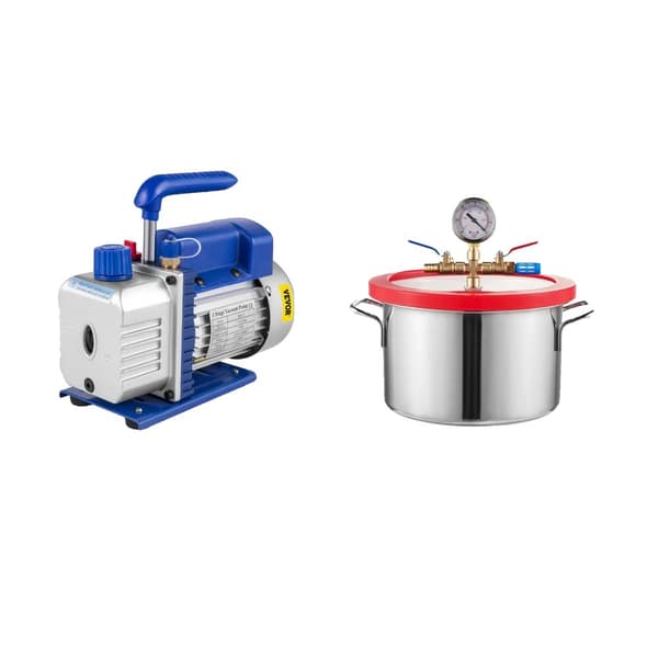 Vakuumpumpe og kammerkit, 3 CFM pumpningshastighed, maksimal driftstemperatur 160ºF,6L (1,5 Gallon)