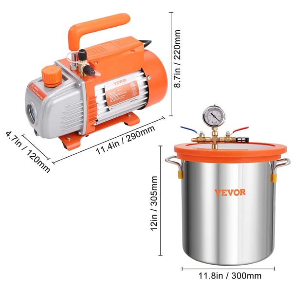 Imupressinga: Tyhjiöpumppu- ja kammiopakkaus, 3,5 CFM tilavuus, 5 gallonan kapasiteetti,3.5CFM 5 Gallon - 3,5CFM 5 Gallon