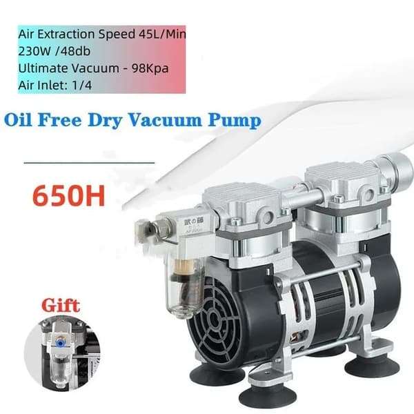Öljytön imupumppu, 45L/min ilmanpoistonopeus, 98Kpa maksimaalinen alipaine,650H