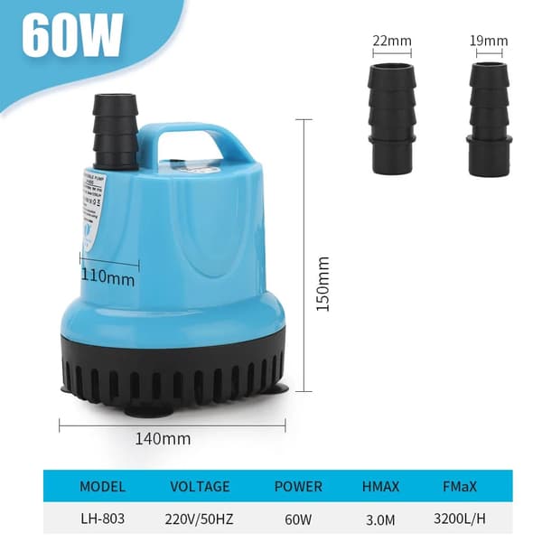 Dykpumpe, Rustfrit Stål, Effektive Spændingsmuligheder,60W-220V 50Hz