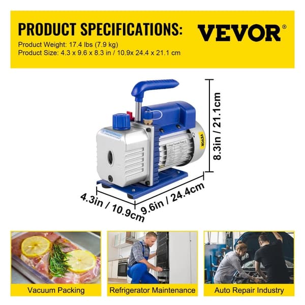 Kølemiddel Vakuumpumpe, Enkelttrins, Høj Ydelse,EU, 3CFM1-4HP