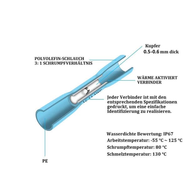 Krympslang Låda med 200 krympkontakter i 3 storlekar Lödboxar Set med 200 krympslangar med kopparrör Låda med lödhylsor i koppar i 3 färger