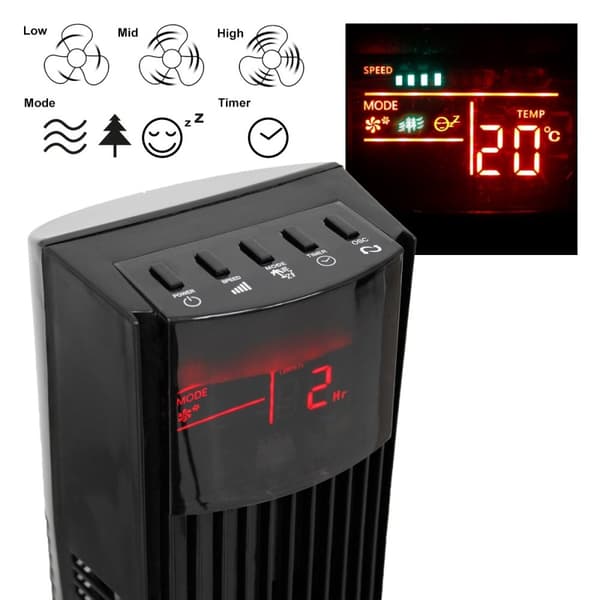Jalustatuuletin LED-näytöllä ja kaukosäätimellä 45W, 116 cm, musta
