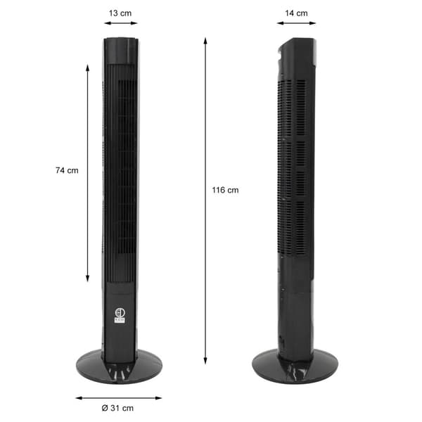 Jalustatuuletin LED-näytöllä ja kaukosäätimellä 45W, 116 cm, musta