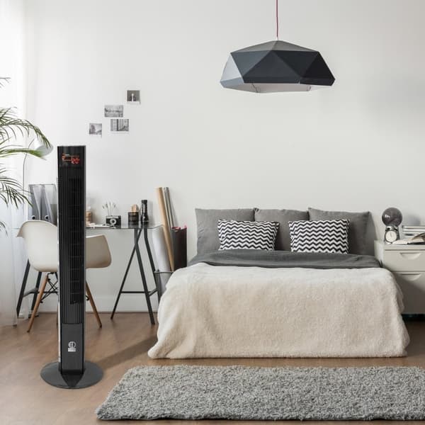 Jalustatuuletin LED-näytöllä ja kaukosäätimellä 45W, 116 cm, musta
