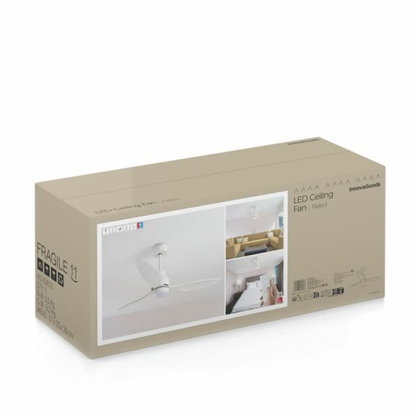 Takvifte med LED lys og 3 blader av ABS- plast Flaled InnovaGoods Hvit 36 W 52" Ø132 cm
