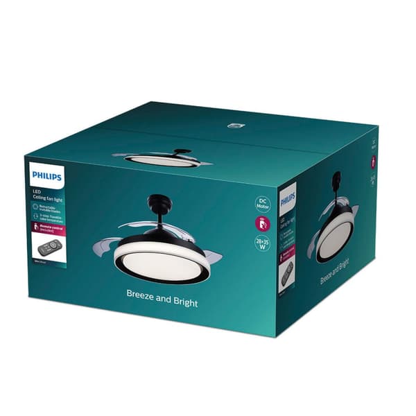 Takvifte med Lys Philips Atlas Svart 35 W 28 W 4500 Lm (2700 K)