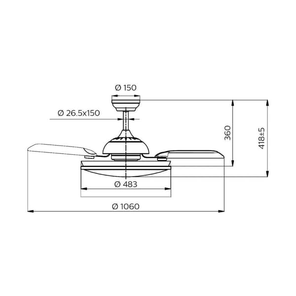 Kattotuuletin valolla Philips Atlas 35 W 28 W 4500 Lm nikkeli (2700 K)