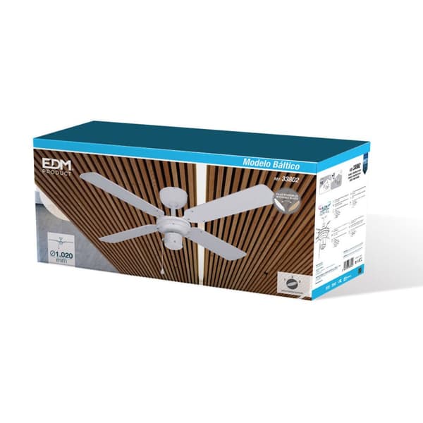 Takvifte EDM 33802 Báltico Hvit 50 W ø 102 cm