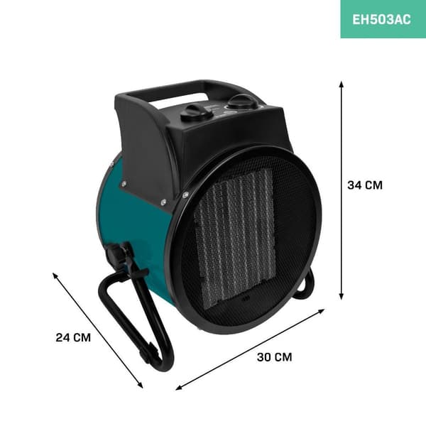 VONROC Varmeblæser - 5000W -  CEE - Trefaset strøm 400V |  48m2 - Keramisk | Grøn