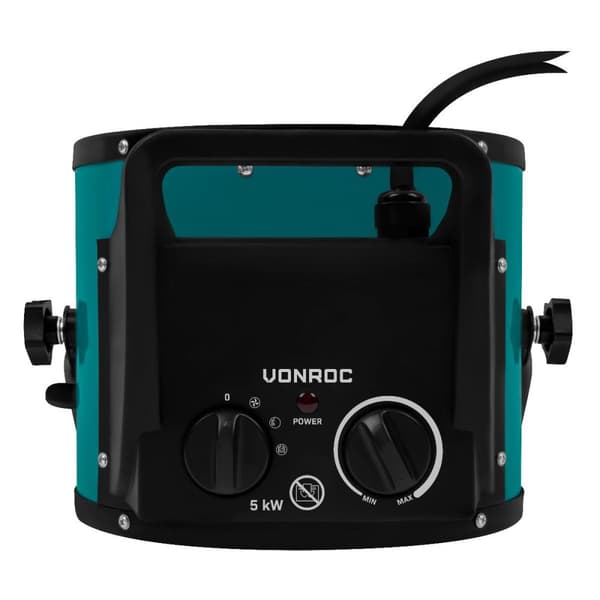 VONROC Varmeblæser - 5000W -  CEE - Trefaset strøm 400V |  48m2 - Keramisk | Grøn