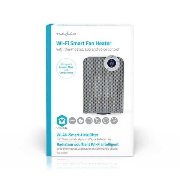 Nedis SmartLife keraaminen PTC-tuuletinlämmitin | Wi-Fi | 1800 W | 3 Lämpöasetusta | Oskillaatio | Näyttö | 15 - 35 °C | Android™ / IOS | Valkoinen