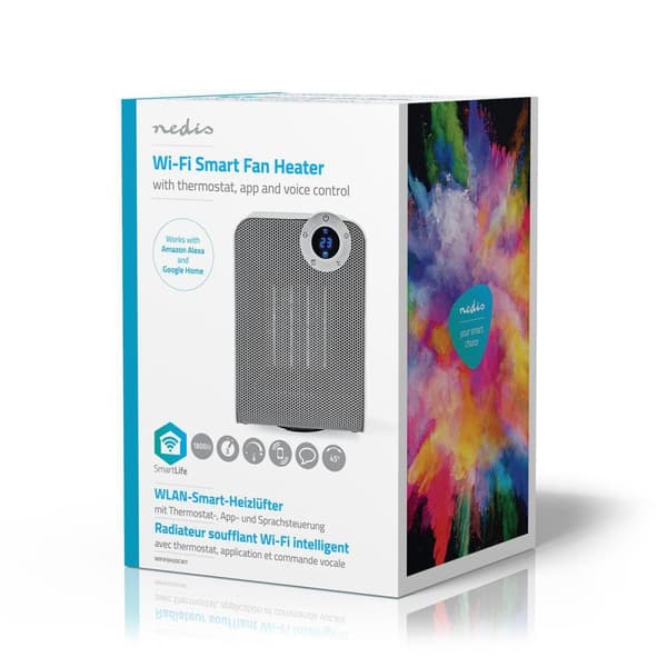 Nedis SmartLife keraaminen PTC-tuuletinlämmitin | Wi-Fi | 1800 W | 3 Lämpöasetusta | Oskillaatio | Näyttö | 15 - 35 °C | Android™ / IOS | Valkoinen