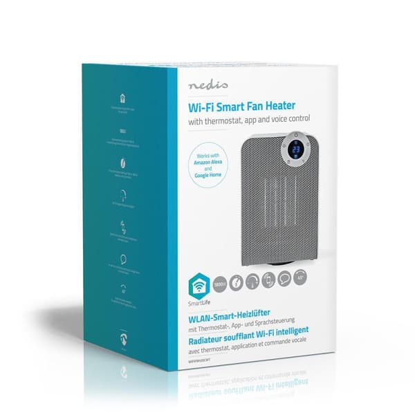 Nedis SmartLife keraaminen PTC-tuuletinlämmitin | Wi-Fi | 1800 W | 3 Lämpöasetusta | Oskillaatio | Näyttö | 15 - 35 °C | Android™ / IOS | Valkoinen