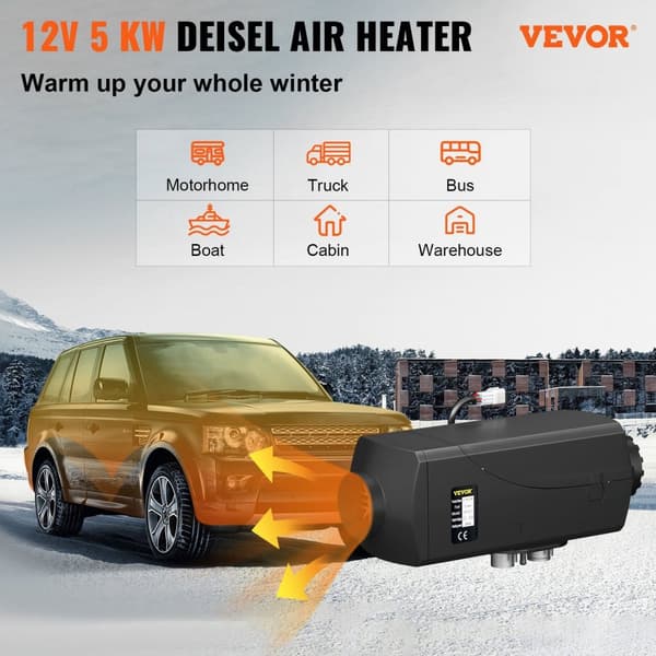 5KW Diesel Luftvärmare 12V - Snabb Uppvärmning, Låg Bränsleförbrukning, LCD & Fjärrkontroll