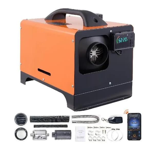 8kW 12V integrerad dieselluftvärmare med Bluetooth-funktion, LCD och fjärrkontroll, låg energiförbrukning, säker, pålitlig