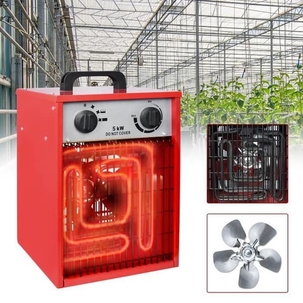 XMTECH Heating 5000W 400V elektrisk fläktvärmare med 3 värmenivåer och överbelastningsskydd